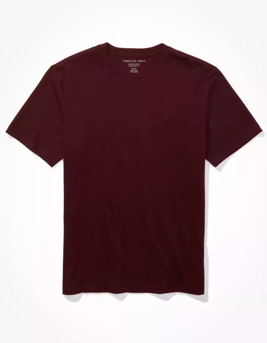 T Shirts American Eagle AE Super Soft Legend Bordeaux Homme | LMY-87593374